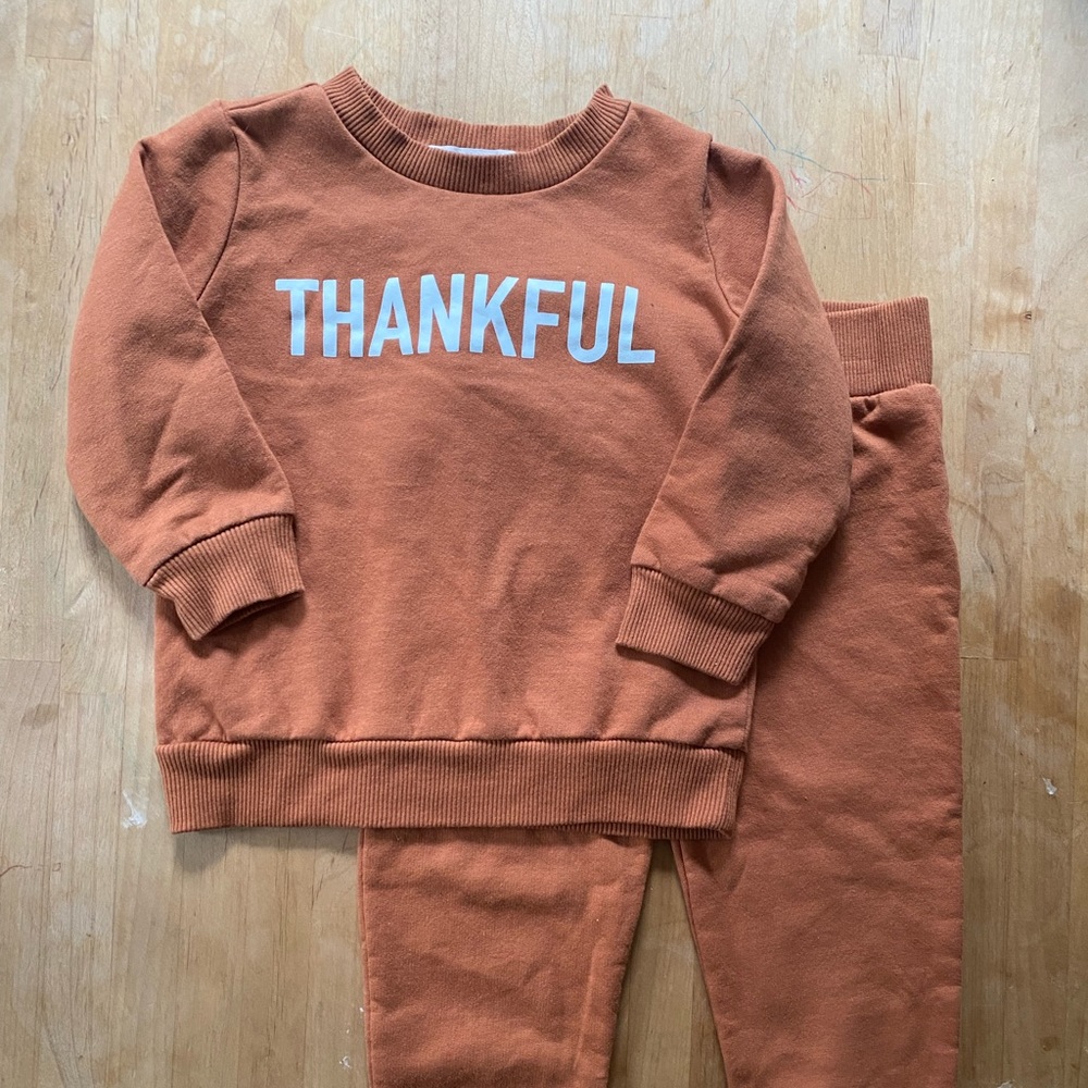 Toddler Thankful pullover sweatshirt and sweatpants